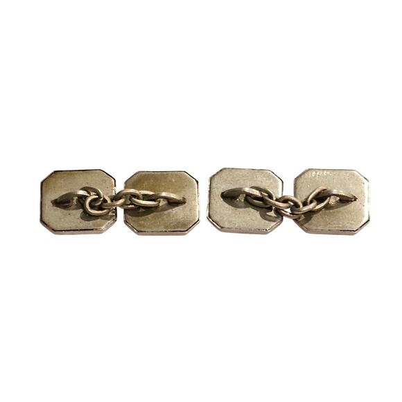 Vintage Art Deco Mother of Pearl and Metal Alloy Chain Cufflinks - Picture 2 of 2